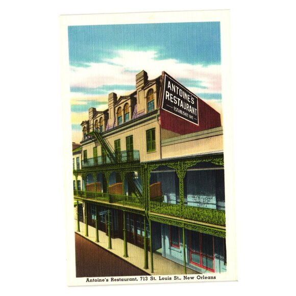 Antoines Restaurant Postcard 713 St Louis New Orleans Oldest French Restaurant - Picture 1 of 2